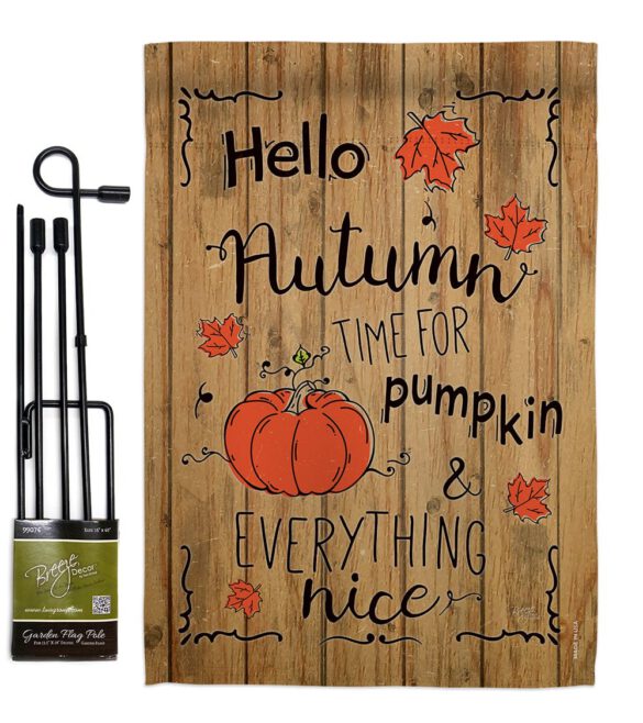 Hello Autumn Time for Pumpkin - Harvest & Autumn Fall Vertical Impressions Decorative Flags HG113064 Made In USA - Image 4