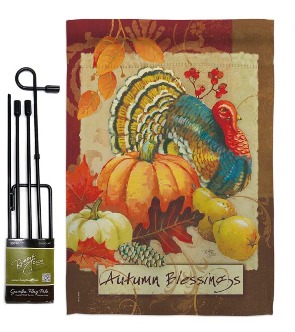 Autumn Blessings Turkey - Harvest & Autumn Fall Vertical Impressions Decorative Flags HG113070 Made In USA - Image 5