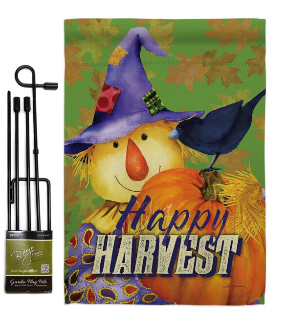 Happy Harvest Scarecrow - Harvest & Autumn Fall Vertical Impressions Decorative Flags HG113080 Made In USA - Image 4