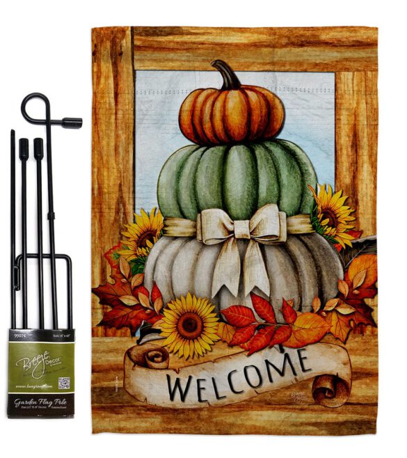 Fall Pumpkin Trio - Harvest & Autumn Fall Vertical Impressions Decorative Flags HG113116 Made In USA - Image 4