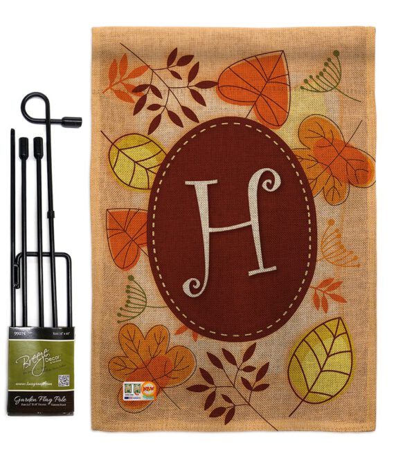 Autumn H Initial - Harvest & Autumn Fall Vertical Impressions Decorative Flags HG130034 Made In USA - Image 10