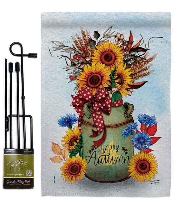 Autumn Milkcan - Harvest Autumn Fall Vertical Impressions Decorative Flags HG130421 Made In USA - Image 5
