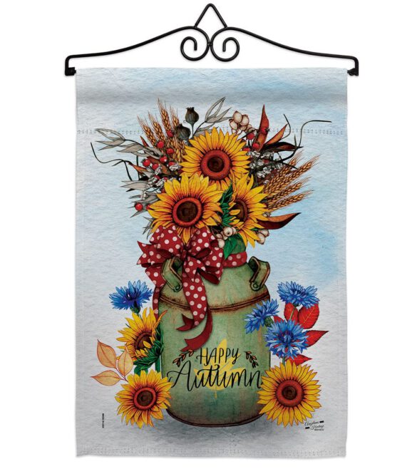 Autumn Milkcan - Harvest Autumn Fall Vertical Impressions Decorative Flags HG130421 Made In USA - Image 17