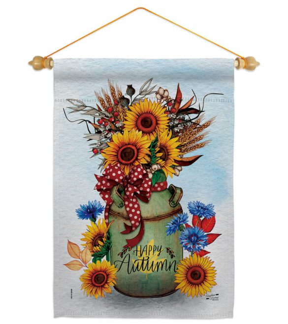 Autumn Milkcan - Harvest Autumn Fall Vertical Impressions Decorative Flags HG130421 Made In USA - Image 20