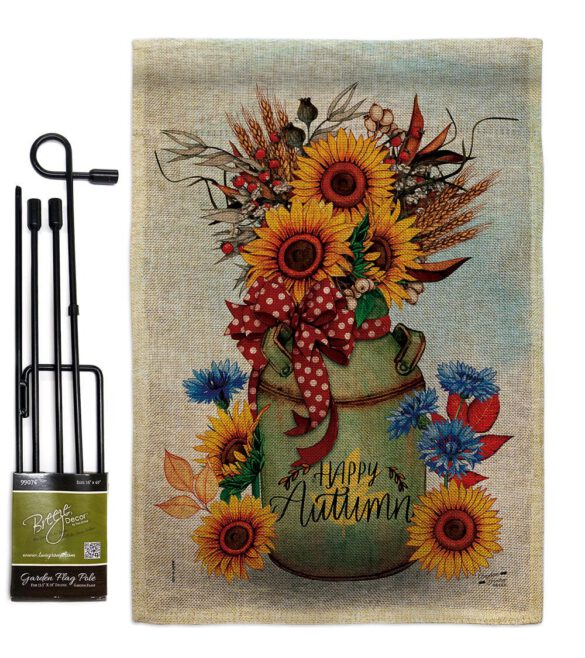 Autumn Milkcan - Harvest Autumn Fall Vertical Impressions Decorative Flags HG130421 Made In USA - Image 26