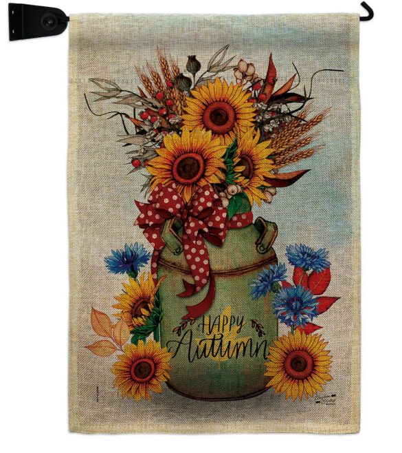 Autumn Milkcan - Harvest Autumn Fall Vertical Impressions Decorative Flags HG130421 Made In USA - Image 40