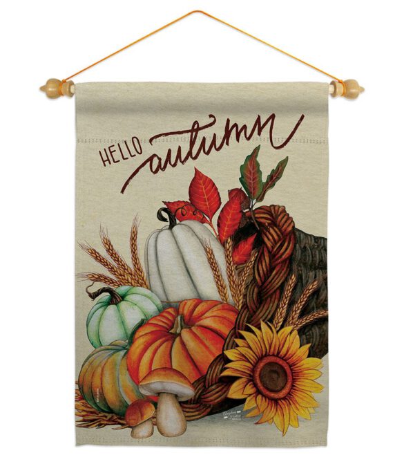 Hello Cornucopia - Harvest Autumn Fall Vertical Impressions Decorative Flags HG130423 Made In USA - Image 19