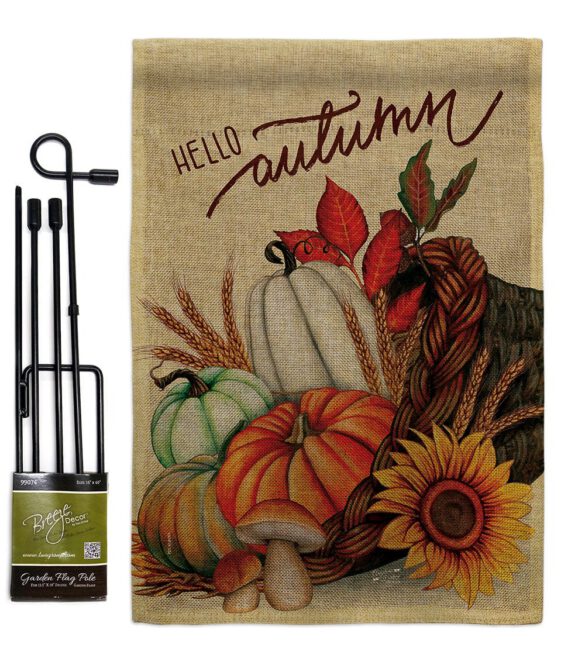 Hello Cornucopia - Harvest Autumn Fall Vertical Impressions Decorative Flags HG130423 Made In USA - Image 25