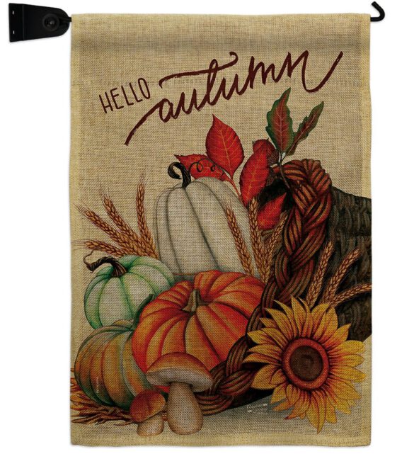 Hello Cornucopia - Harvest Autumn Fall Vertical Impressions Decorative Flags HG130423 Made In USA - Image 39