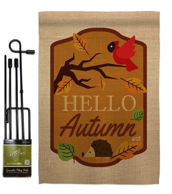Hello Autumn - Harvest & Autumn Fall Vertical Impressions Decorative Flags HG137091 Made In USA - Image 4
