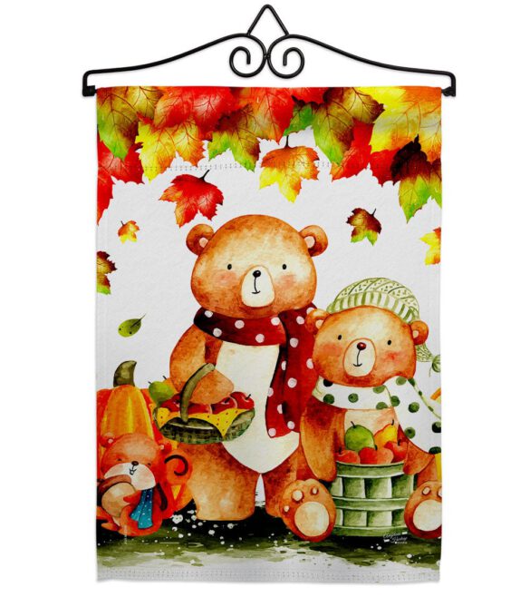 Autumn Bears - Harvest & Autumn Fall Vertical Impressions Decorative Flags HG137587 Made In USA - Image 8