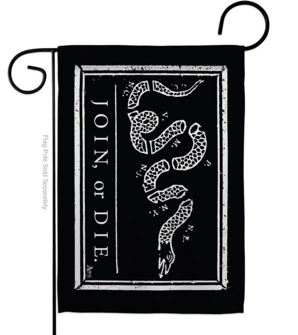 Black Join Or Die - Historic Americana Vertical Impressions Decorative Flags HG140725 Made In USA
