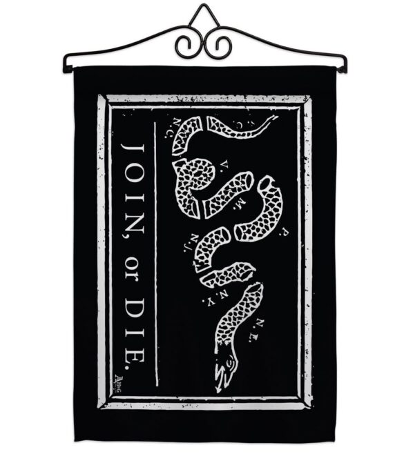 Black Join Or Die - Historic Americana Vertical Impressions Decorative Flags HG140725 Made In USA - Image 3