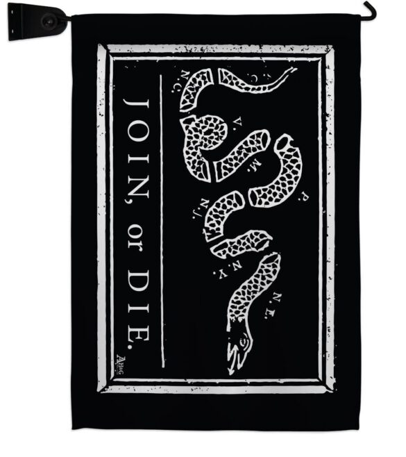 Black Join Or Die - Historic Americana Vertical Impressions Decorative Flags HG140725 Made In USA - Image 5