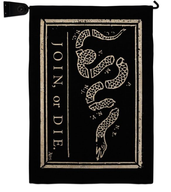 Black Join Or Die - Historic Americana Vertical Impressions Decorative Flags HG140725 Made In USA - Image 17