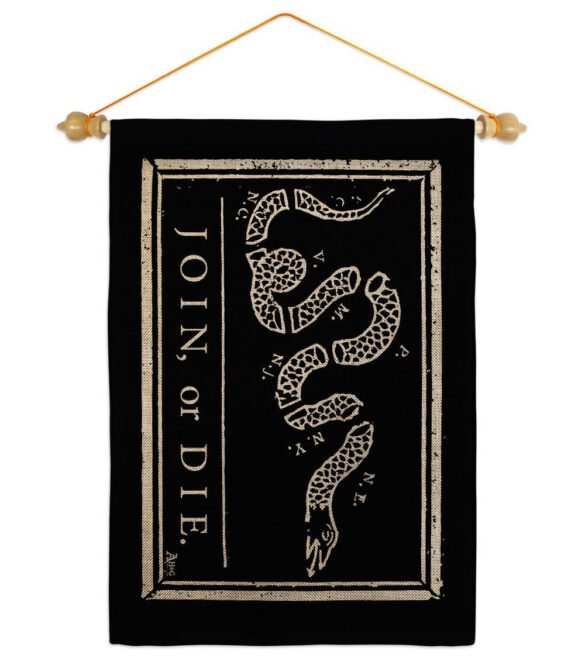 Black Join Or Die - Historic Americana Vertical Impressions Decorative Flags HG140725 Made In USA - Image 18