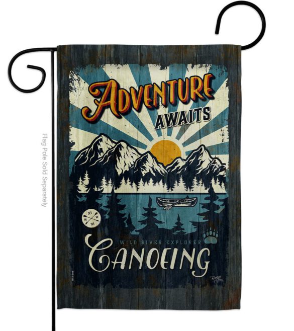 Awaits Canoeing - Hobbies Interests Vertical Impressions Decorative Flags HG109083 Made In USA - Image 2