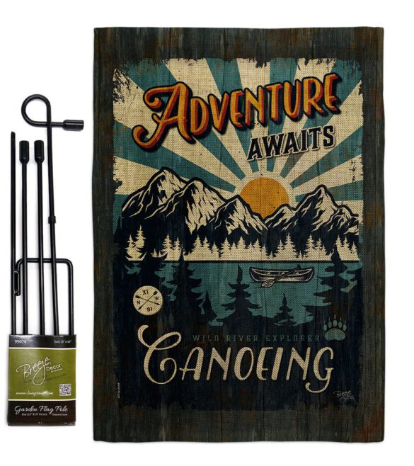 Awaits Canoeing - Hobbies Interests Vertical Impressions Decorative Flags HG109083 Made In USA - Image 15