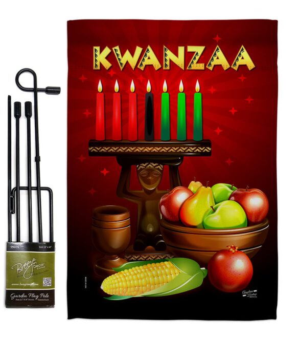 Greeting Kwanzaa - Kwanzaa Winter Vertical Impressions Decorative Flags HG137338 Made In USA - Image 4
