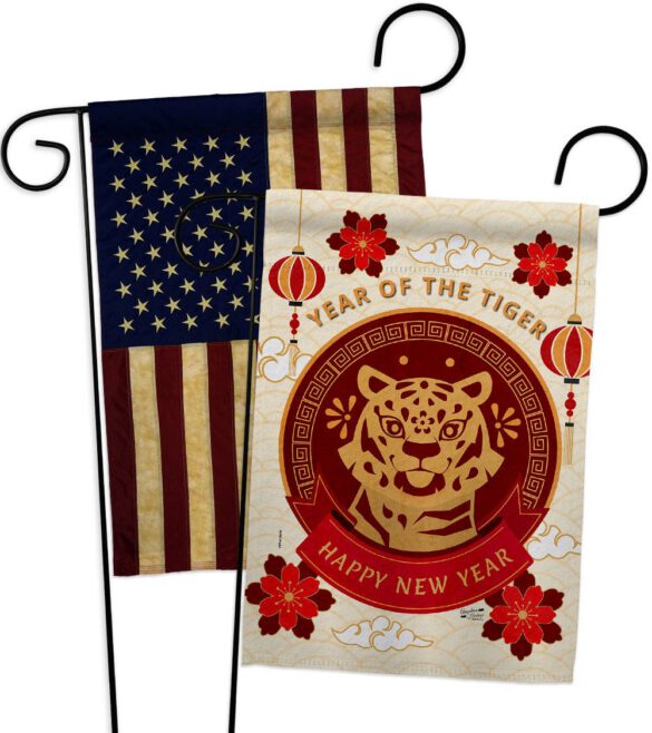 Happy Tiger Year - New Year Spring Vertical Impressions Decorative Flags HG130318 Made In USA - Image 7