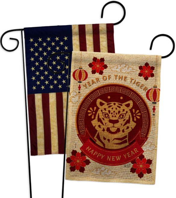 Happy Tiger Year - New Year Spring Vertical Impressions Decorative Flags HG130318 Made In USA - Image 28