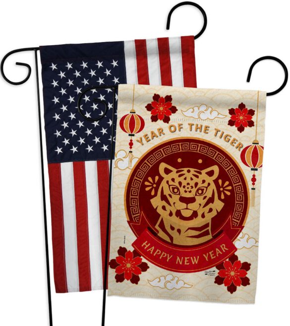 Happy Tiger Year - New Year Spring Vertical Impressions Decorative Flags HG130318 Made In USA - Image 9