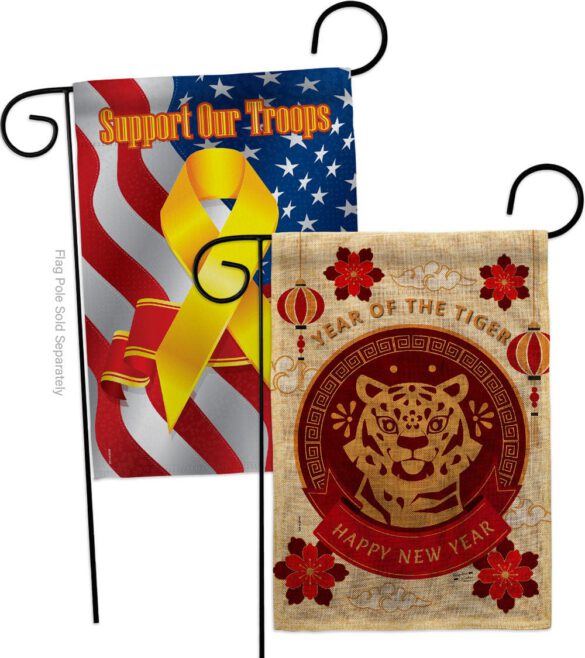 Happy Tiger Year - New Year Spring Vertical Impressions Decorative Flags HG130318 Made In USA - Image 34