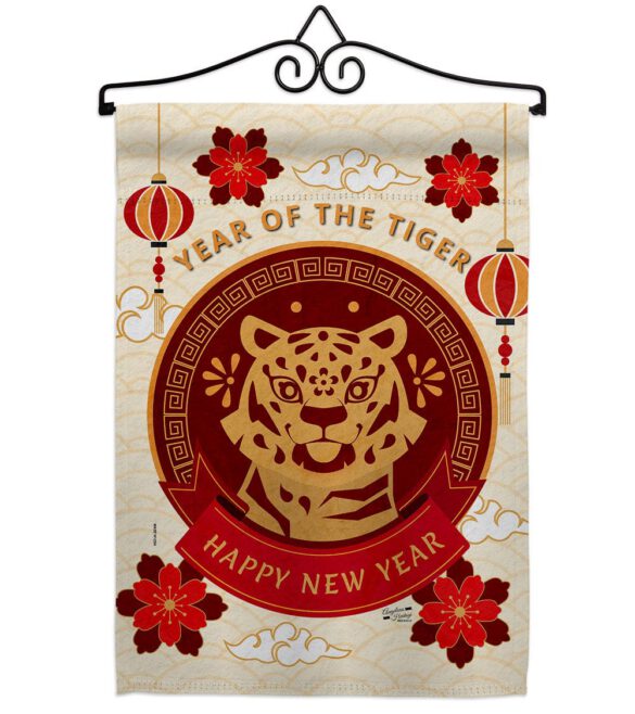 Happy Tiger Year - New Year Spring Vertical Impressions Decorative Flags HG130318 Made In USA - Image 16