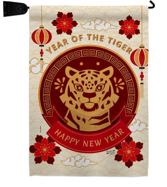 Happy Tiger Year - New Year Spring Vertical Impressions Decorative Flags HG130318 Made In USA - Image 18