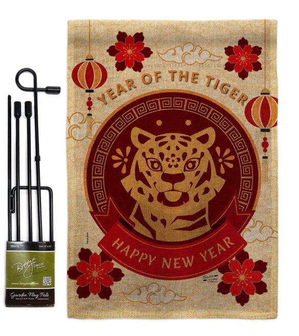 Happy Tiger Year - New Year Spring Vertical Impressions Decorative Flags HG130318 Made In USA - Image 25