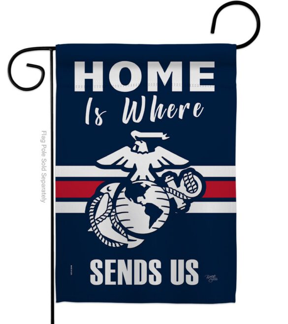 Home is Where Marine Corps - Military Americana Vertical Impressions Decorative Flags HG108458 Made In USA
