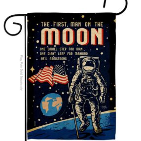 First Men On Moon - Military Americana Vertical Impressions Decorative Flags HG108624 Made In USA