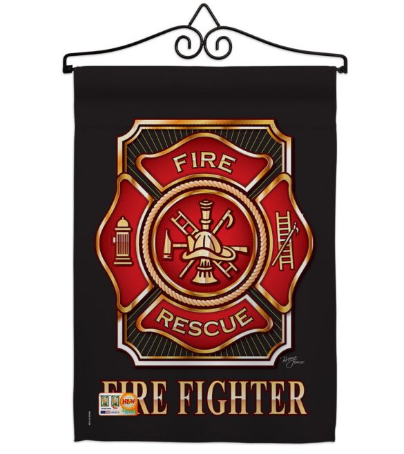 Fire Fighter - Military Americana Vertical Impressions Decorative Flags HG108063 Made In USA - Image 7
