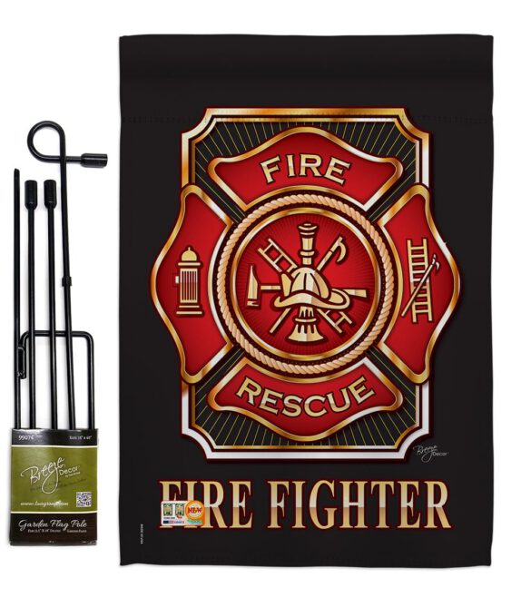 Fire Fighter - Military Americana Vertical Impressions Decorative Flags HG108063 Made In USA - Image 4