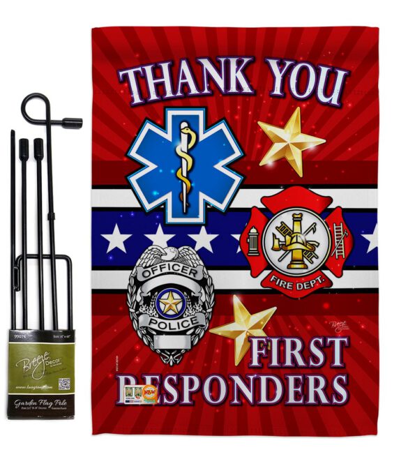 First Responders - Military Americana Vertical Impressions Decorative Flags HG108432 Made In USA - Image 4