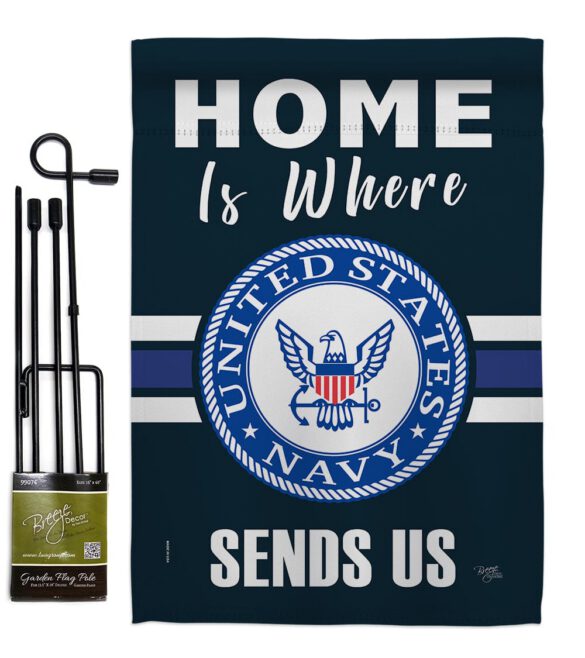 Home is Where Navy - Military Americana Vertical Impressions Decorative Flags HG108457 Made In USA - Image 4