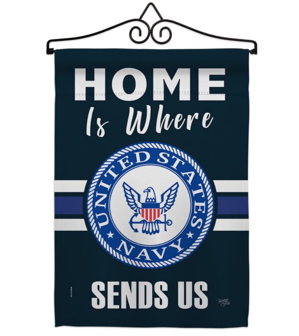 Home is Where Navy - Military Americana Vertical Impressions Decorative Flags HG108457 Made In USA - Image 7
