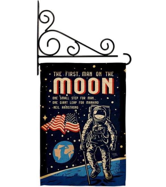 First Men On Moon - Military Americana Vertical Impressions Decorative Flags HG108624 Made In USA - Image 8