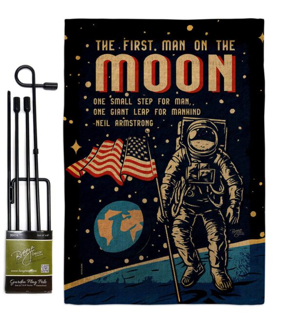 First Men On Moon - Military Americana Vertical Impressions Decorative Flags HG108624 Made In USA - Image 14
