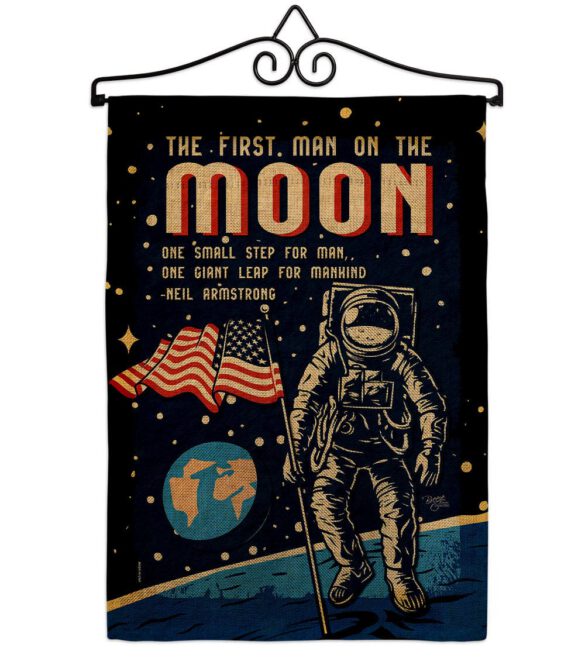 First Men On Moon - Military Americana Vertical Impressions Decorative Flags HG108624 Made In USA - Image 17