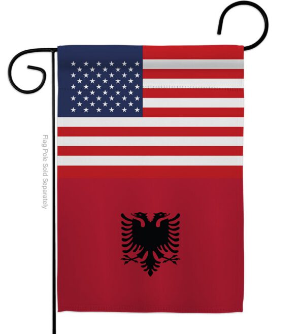 Albania US Friendship - Nationality Flags of the World Vertical Impressions Decorative Flags HG140272 Made In USA - Image 2
