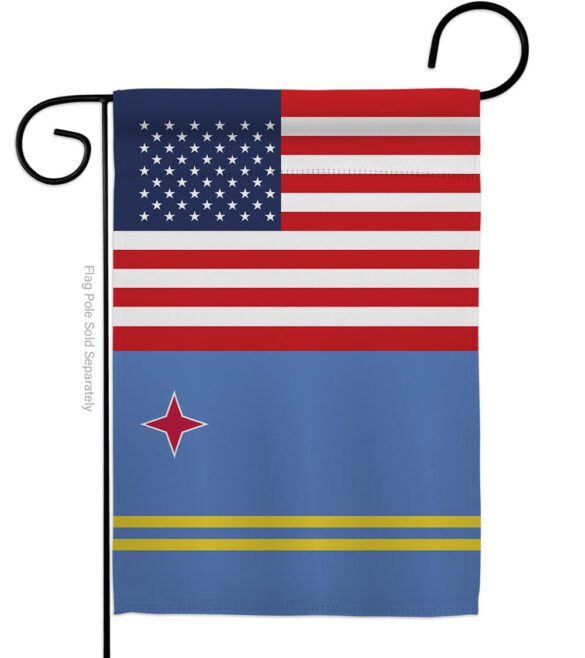 Aruba US Friendship - Nationality Flags of the World Vertical Impressions Decorative Flags HG140283 Made In USA - Image 2