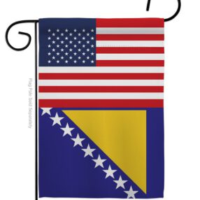 Bosnia-Herzegovina US Friendship - Nationality Flags of the World Vertical Impressions Decorative Flags HG140310 Made In USA
