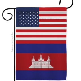 Cambodia US Friendship - Nationality Flags of the World Vertical Impressions Decorative Flags HG140327 Made In USA