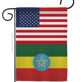 Ethiopia US Friendship - Nationality Flags of the World Vertical Impressions Decorative Flags HG140372 Made In USA