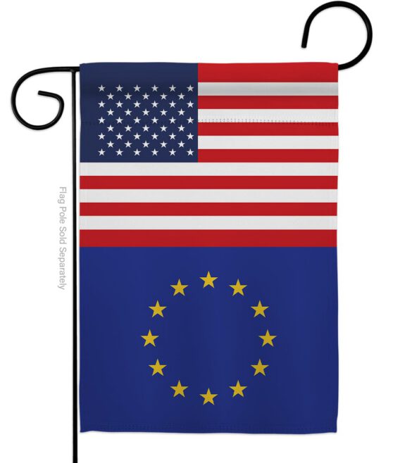 European US Friendship - Nationality Flags of the World Vertical Impressions Decorative Flags HG140373 Made In USA