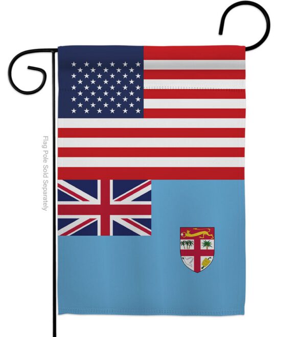 FIJI US Friendship - Nationality Flags of the World Vertical Impressions Decorative Flags HG140377 Made In USA