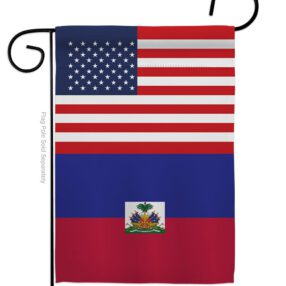 Haiti US Friendship - Nationality Flags of the World Vertical Impressions Decorative Flags HG140396 Made In USA