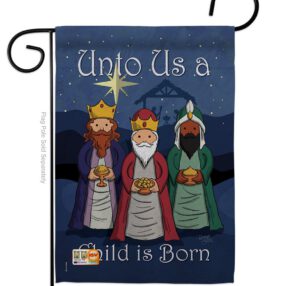 Child is Born - Nativity Winter Vertical Impressions Decorative Flags HG114129 Made In USA