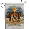 Birth of Jesus - Nativity Winter Vertical Impressions Decorative Flags HG114238 Made In USA